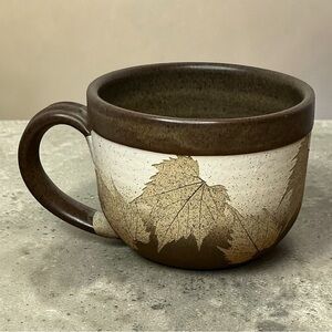 Wizards Of Clay Bristoleaf Large Soup Mug Stoneware Chili Bowl Handled NWOT